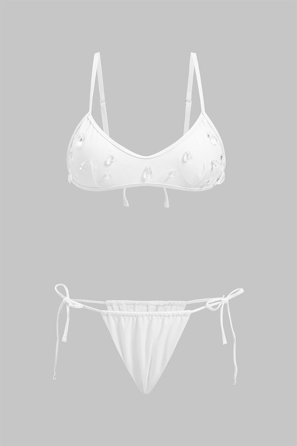 Bikini met strass en open rug