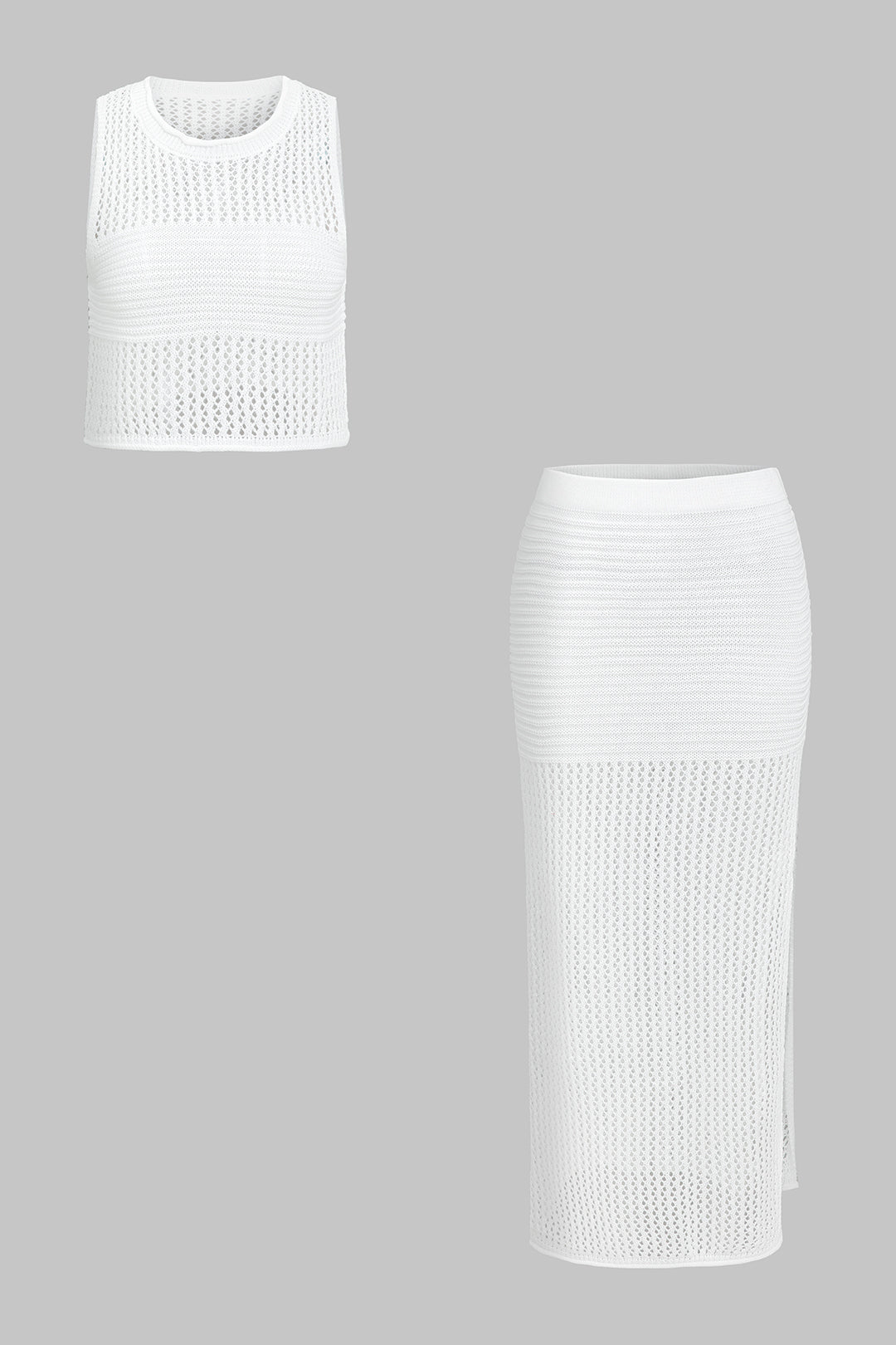Gebreide set met tanktop en rok