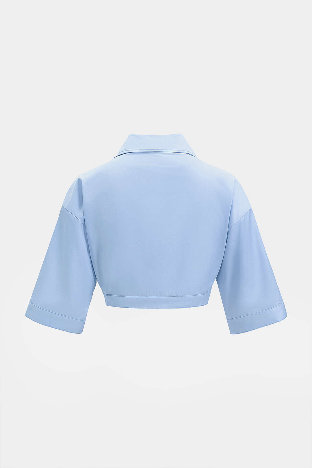 Effen cropped blouse met revers en korte mouwen