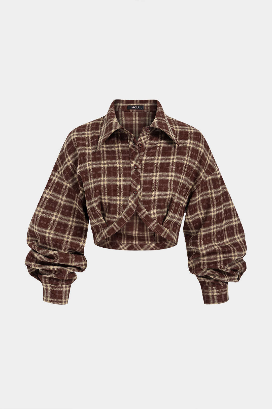 Noor - Geruite blouse met knoopjes en lange mouwen