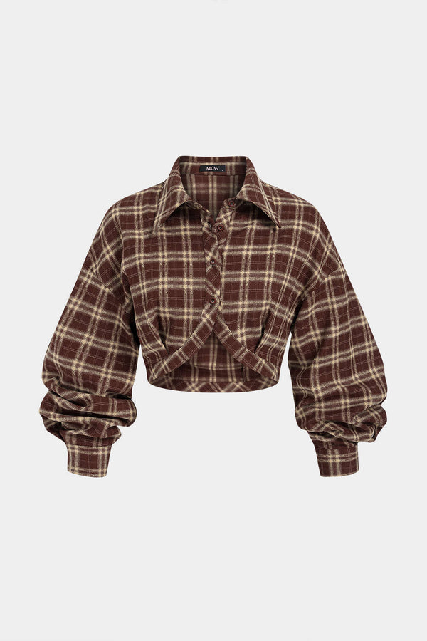 Noor - Geruite blouse met knoopjes en lange mouwen