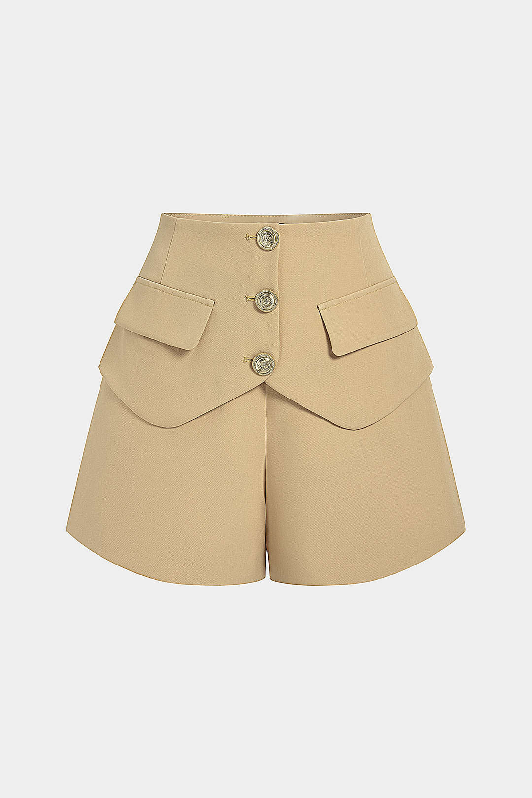 Metallic short met knoopjes en hoge taille