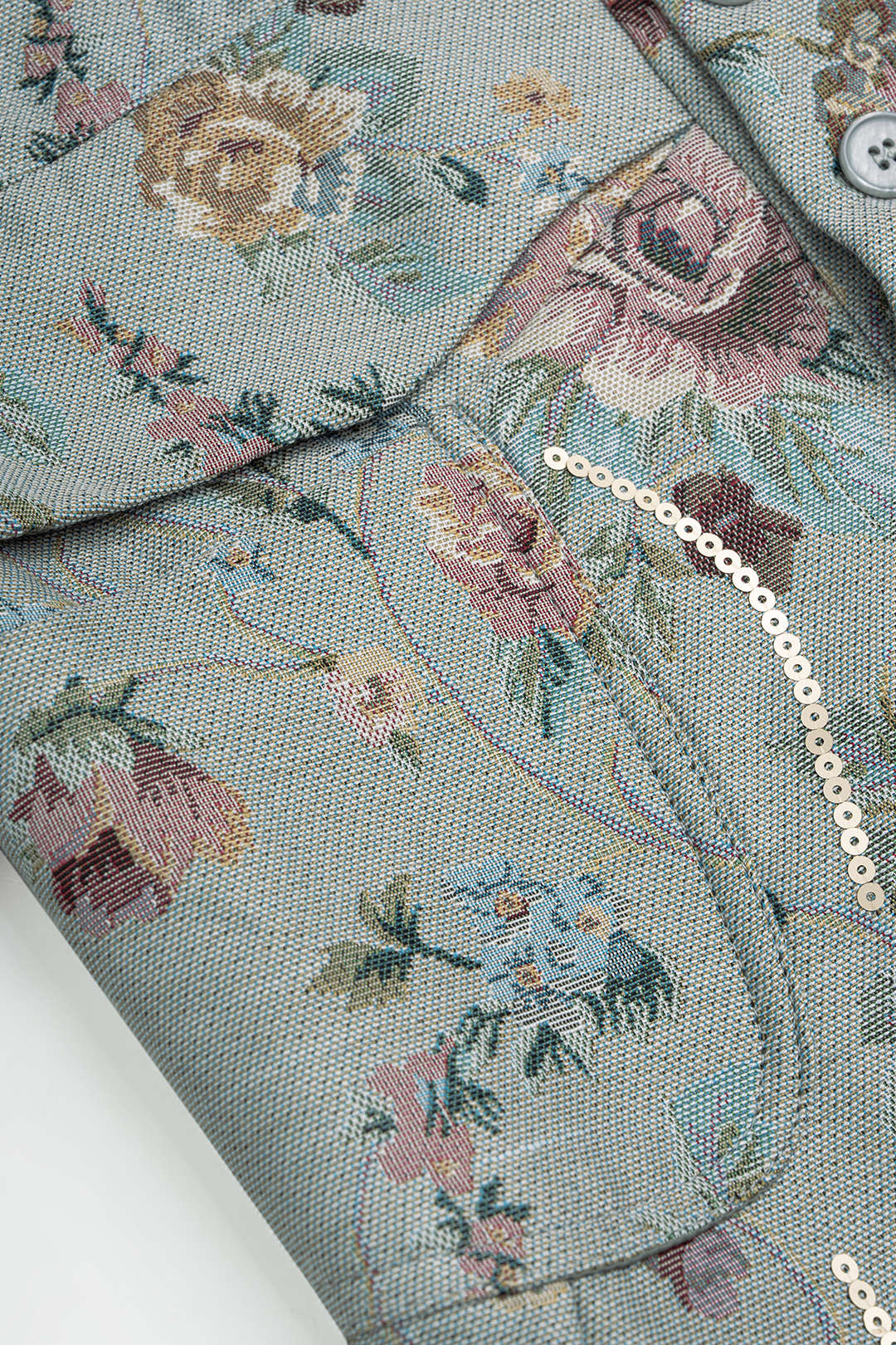 Bloemenprint jacquard jasje met knoopjes