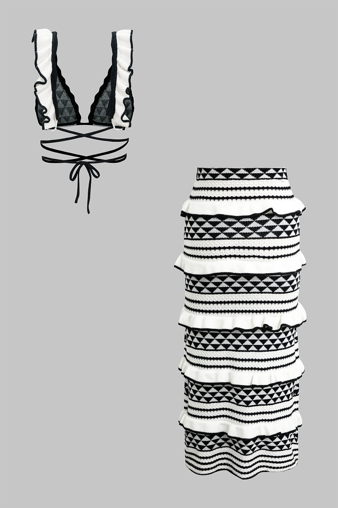Zara - Gebreide set met top en midirok