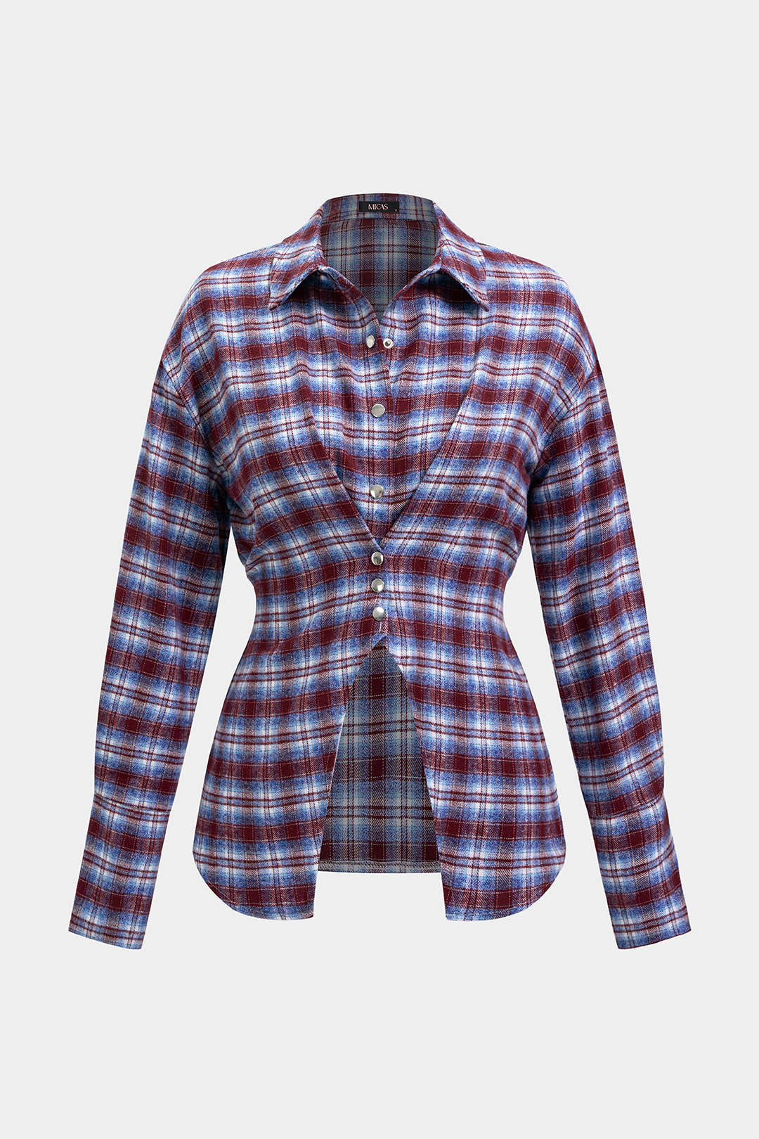 Lena - Geruite blouse met knoopjes en lange mouwen