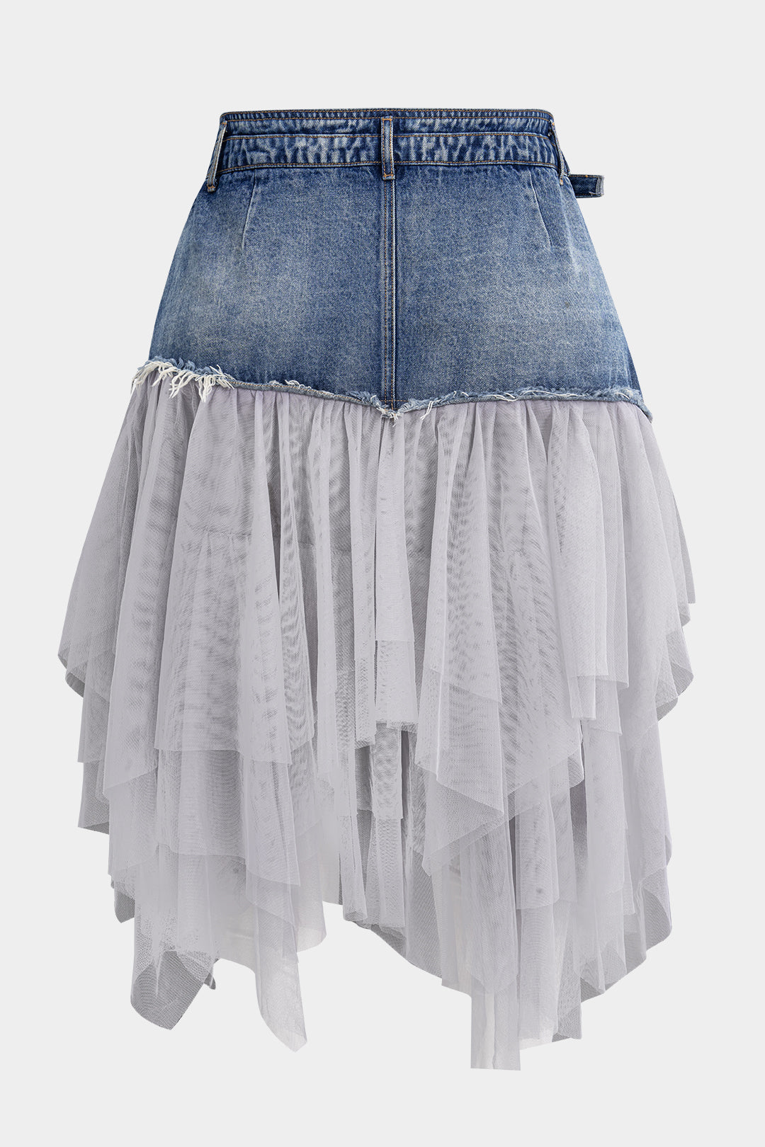 Denim mesh rok met hoge taille