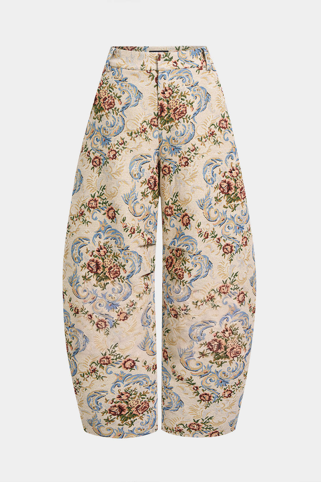 Bloemenprint jacquard broek met wijde pijpen