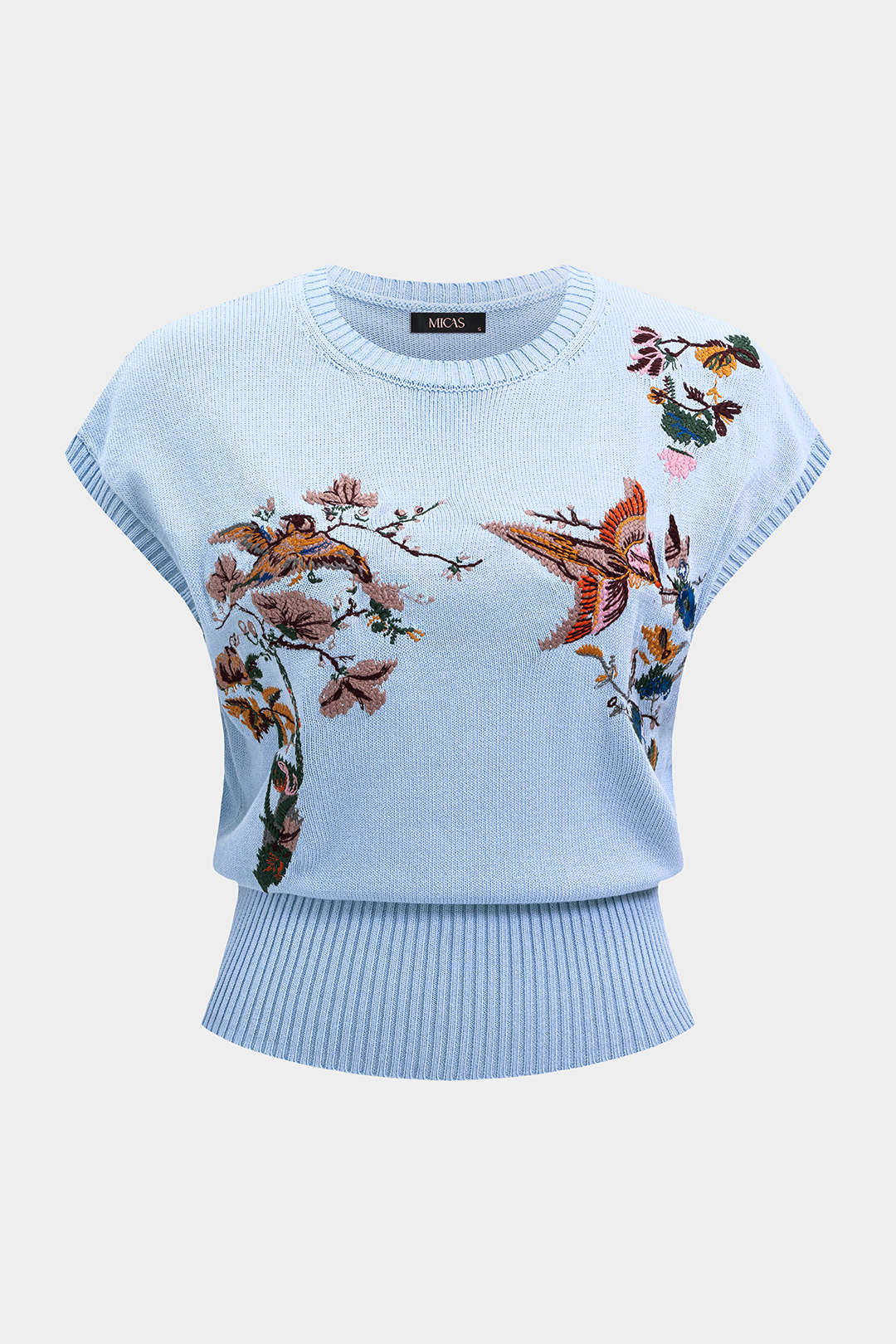 Gebreide tanktop met borduursel en ronde hals