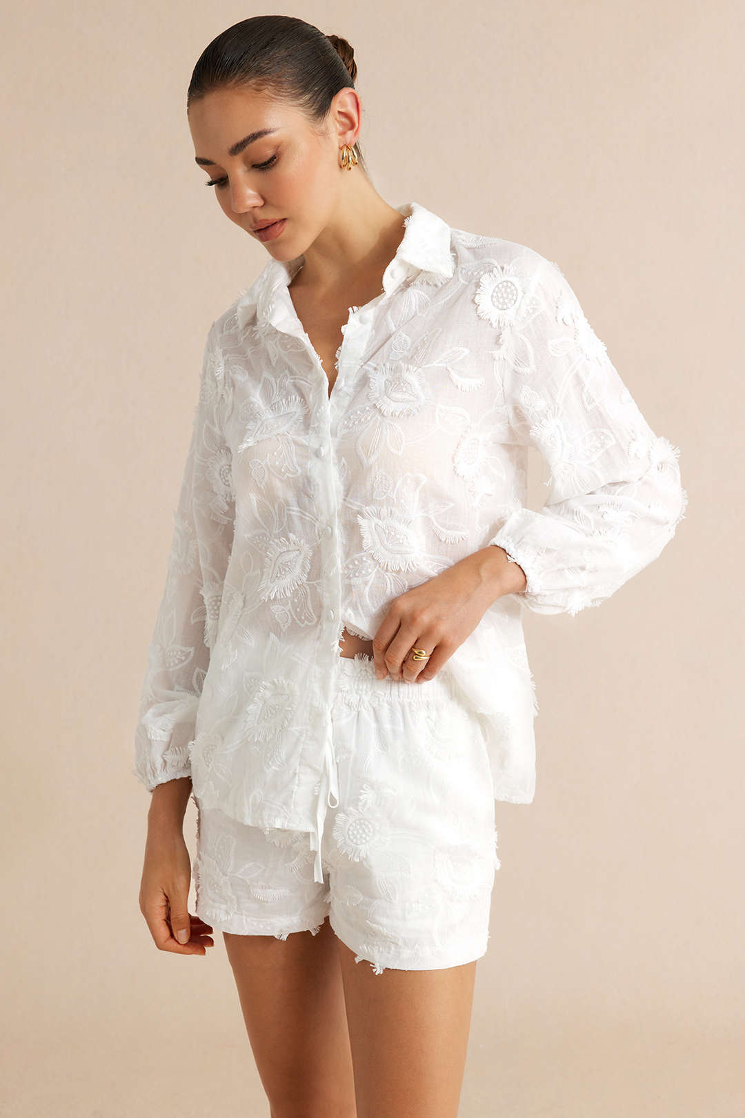 Effen set met blouse en short