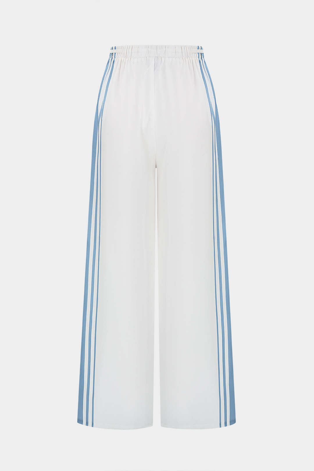 Satijnen broek met strik en wijde pijpen