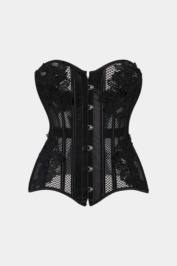 Transparante strapless top met borduursel