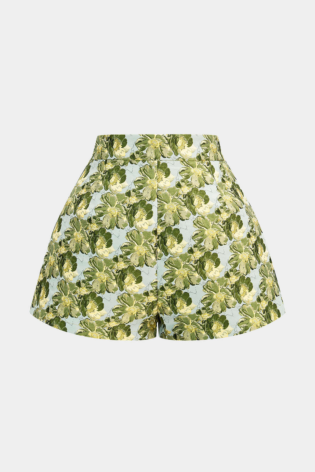 Bloemenprint jacquard short met wijde pijpen