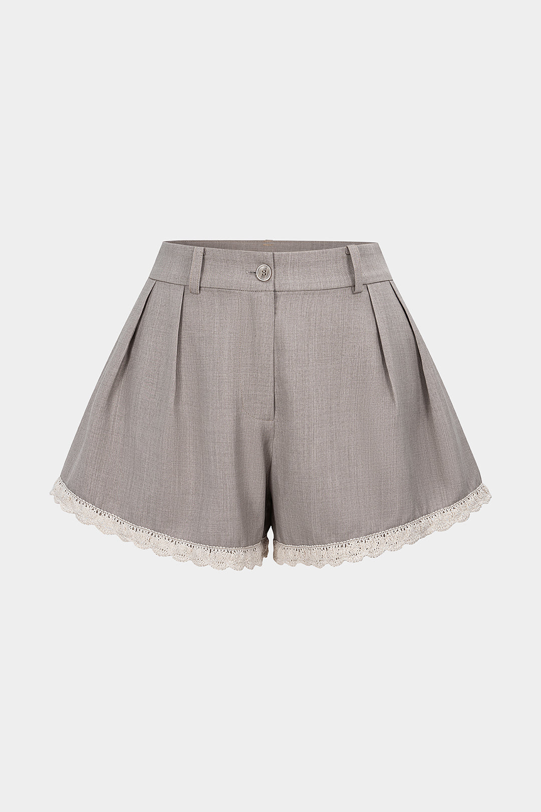 Patchwork short met kanten rand en wijde pijpen