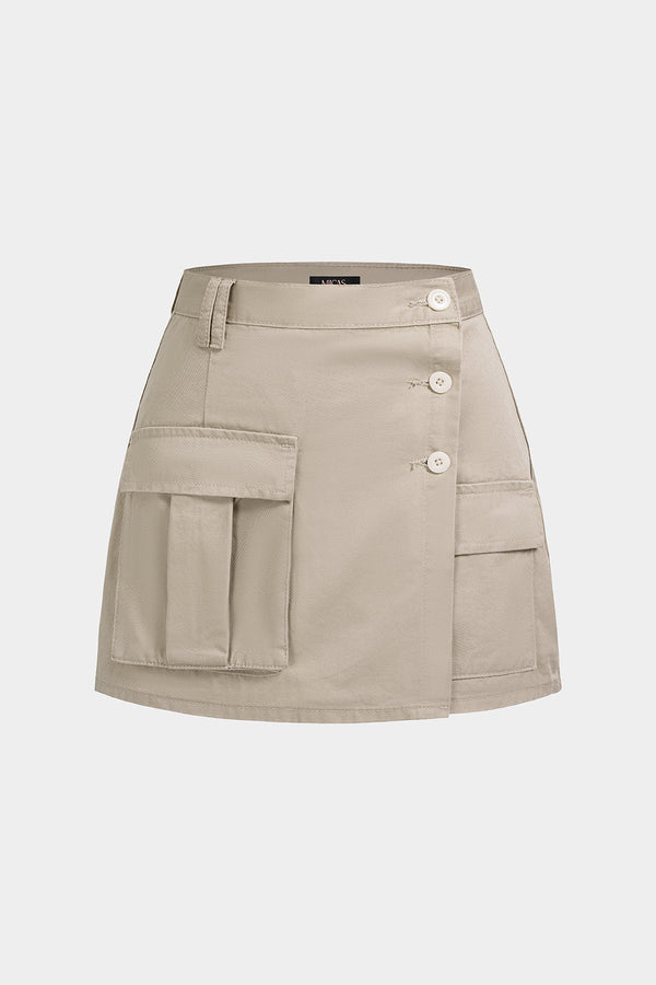 Asymmetrische minirok met zakken