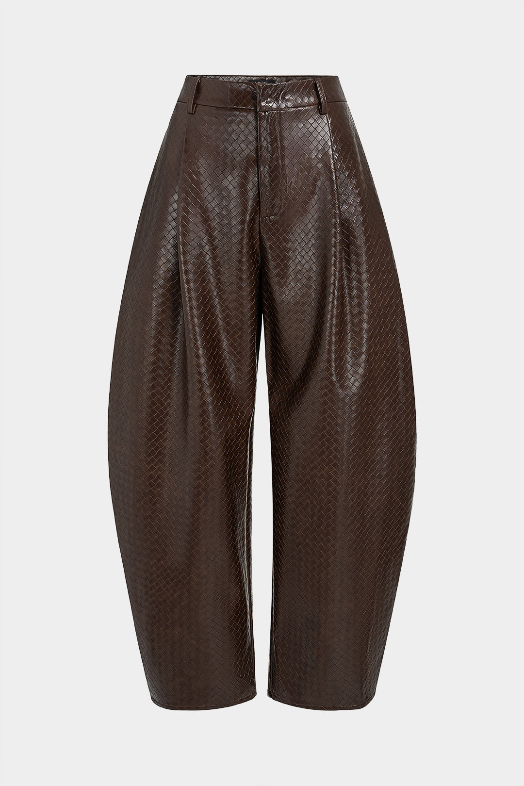 Leren-look broek met hoge taille en wijde pijpen