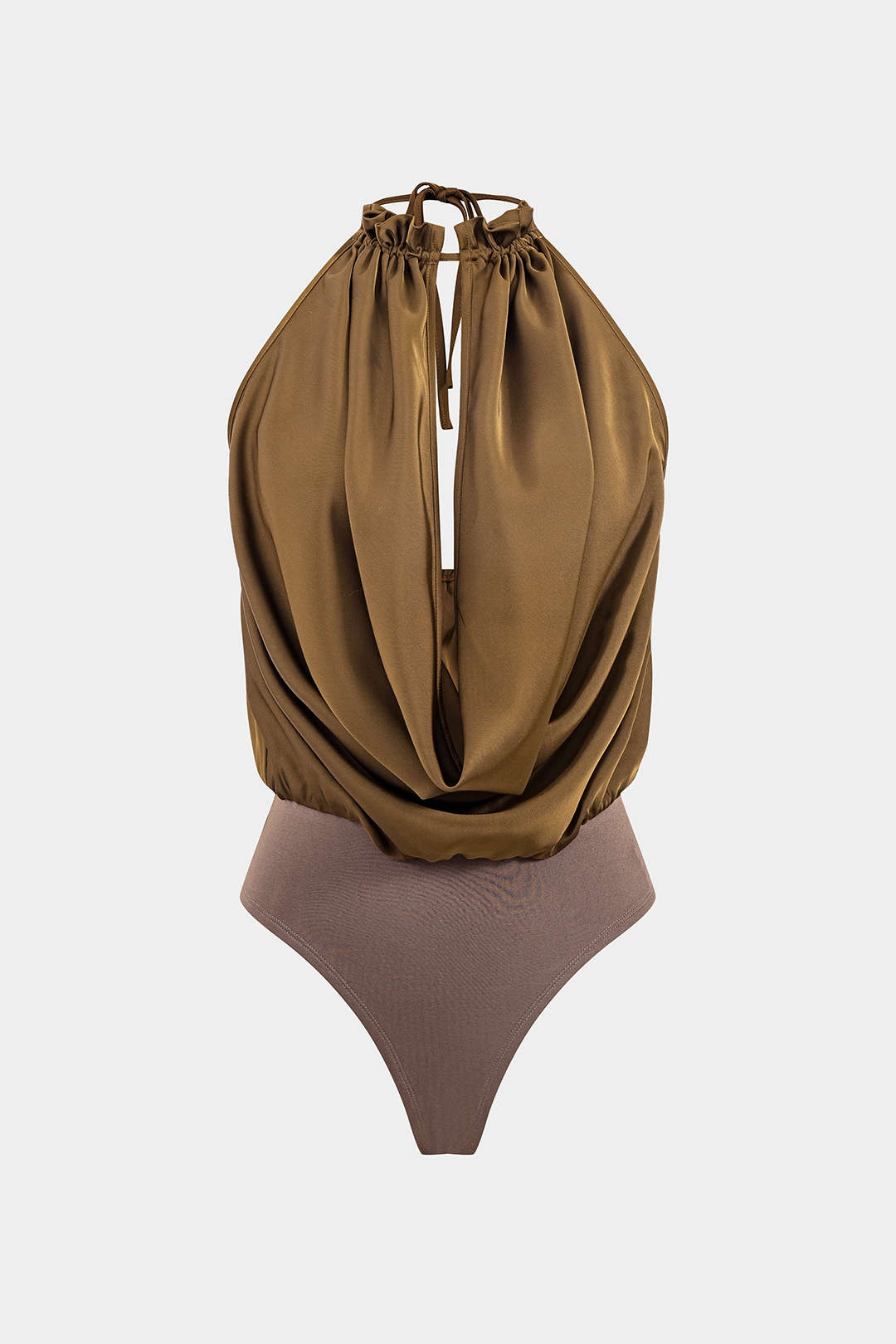 Satijnen mouwloze body met open rug en strik