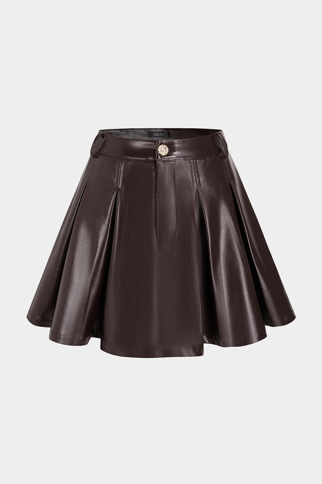 Leren-look geplooide minirok