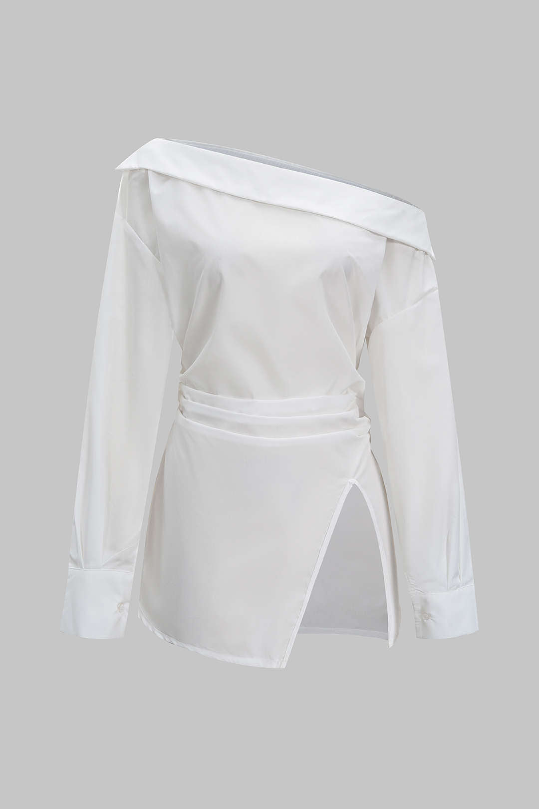 Blouse met blote schouders, ruches en lange mouwen