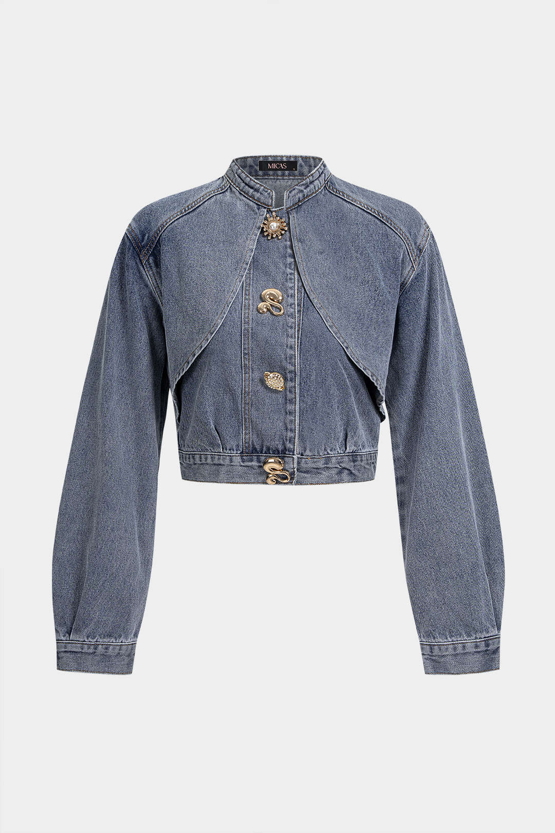 Demi - Denim metallic jasje met knoopjes