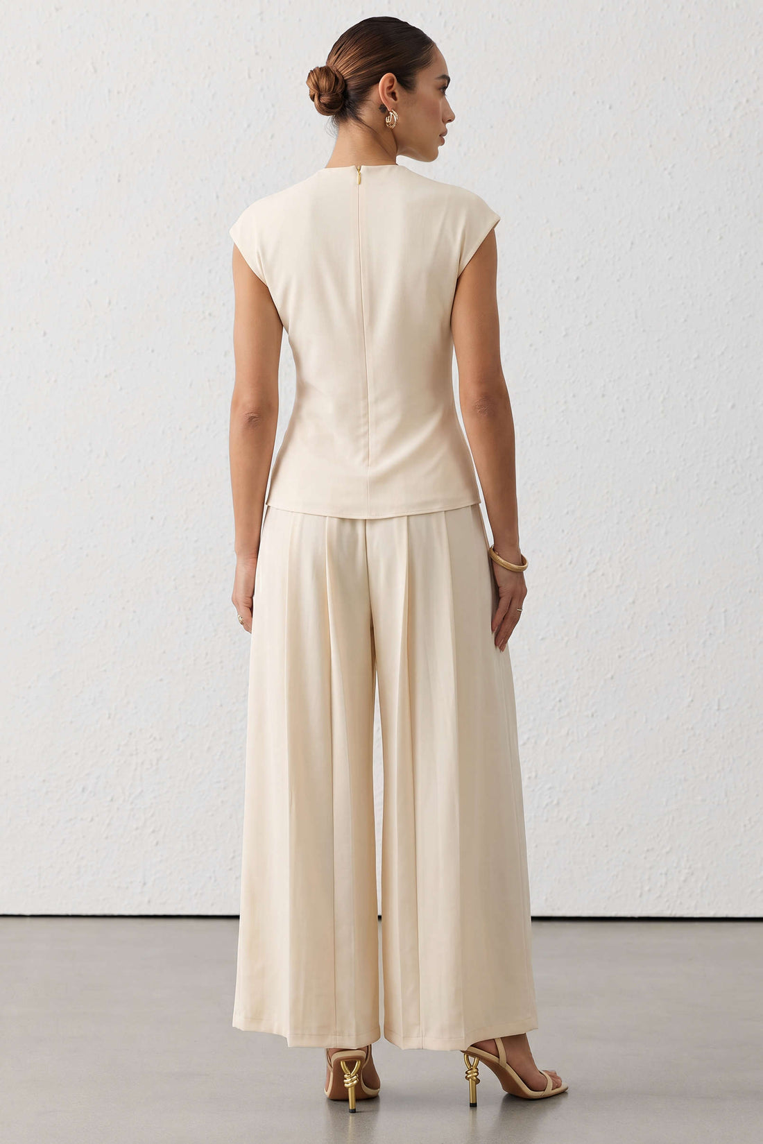 Metallic asymmetrisch T-shirt met ruches