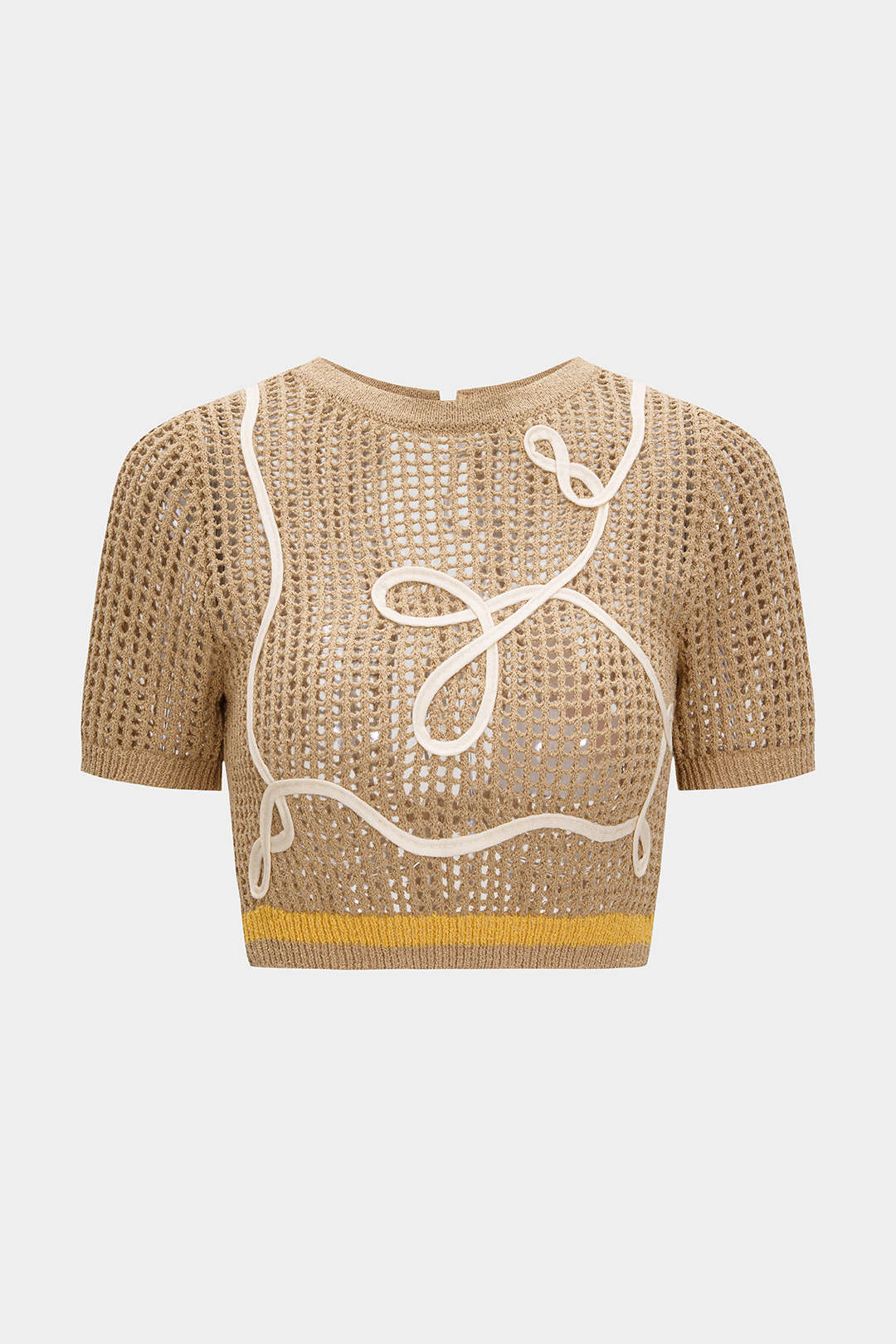 Gebreide top met borduursel en korte mouwen