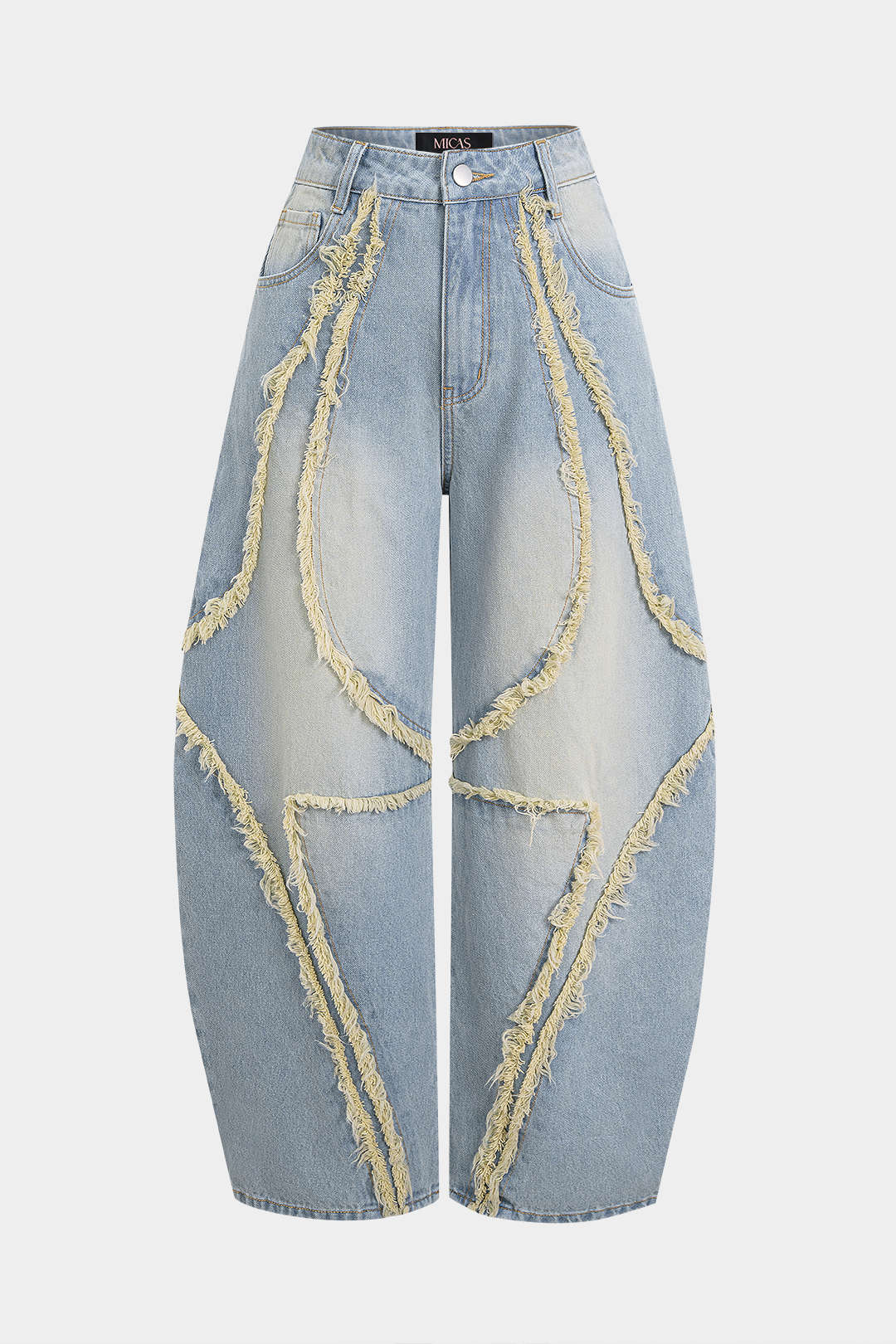 Jeans met rafelrand, zakken en ballonmodel