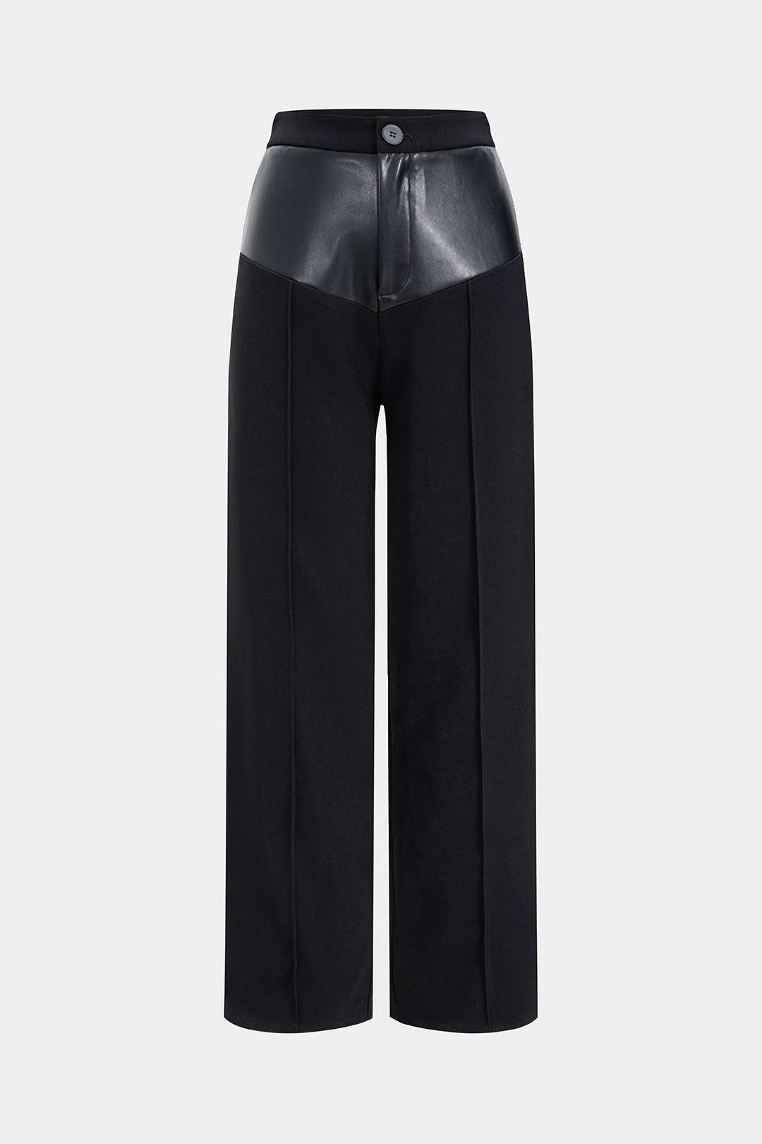 Leren-look patchwork pantalon