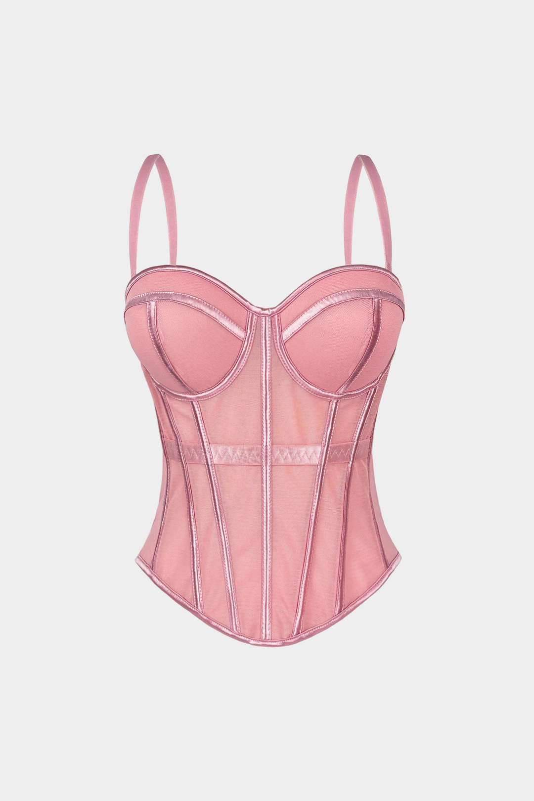 Mesh top met spaghettibandjes