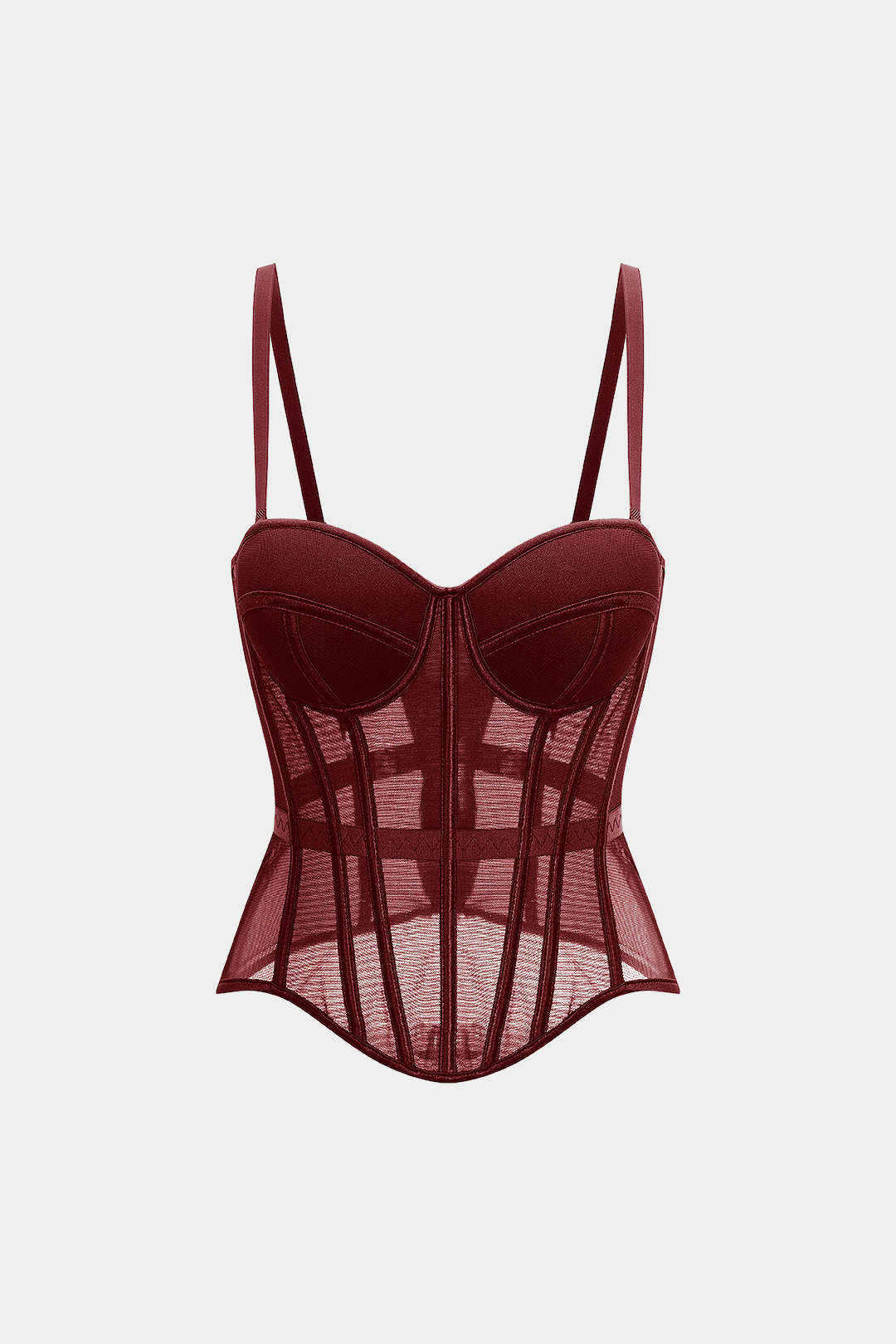 Mesh top met spaghettibandjes