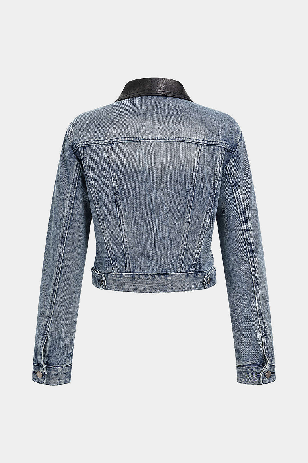 Denim patchwork jasje met strik