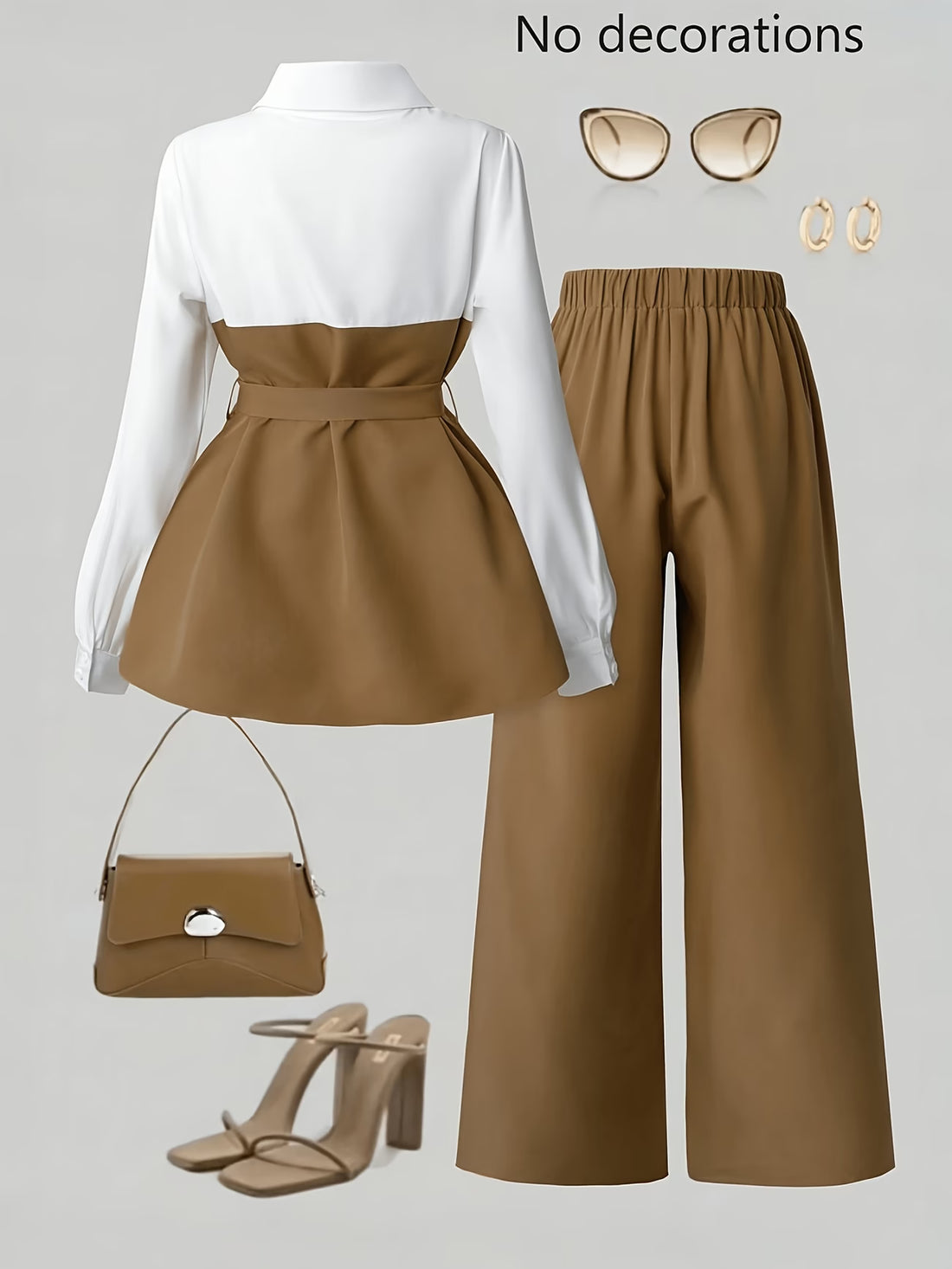 Stylish Two-Piece Blazer Set with Wide-Leg Trousers