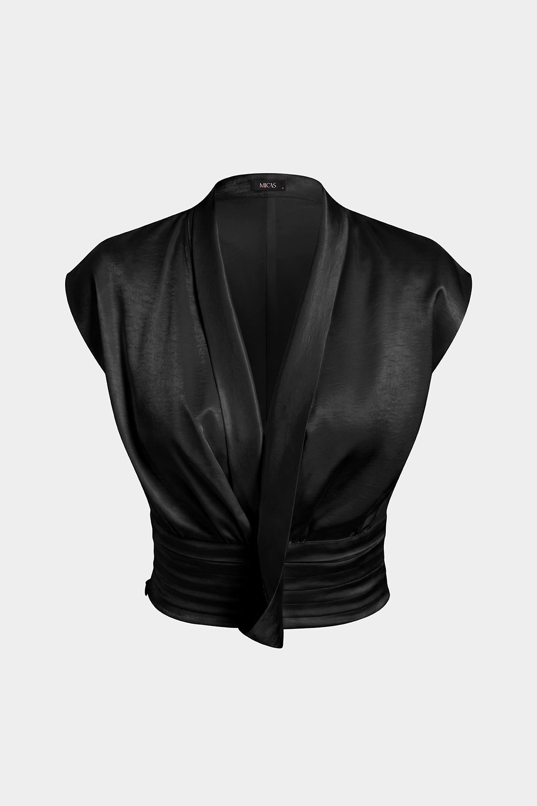 Satijnen asymmetrische tanktop met ruches