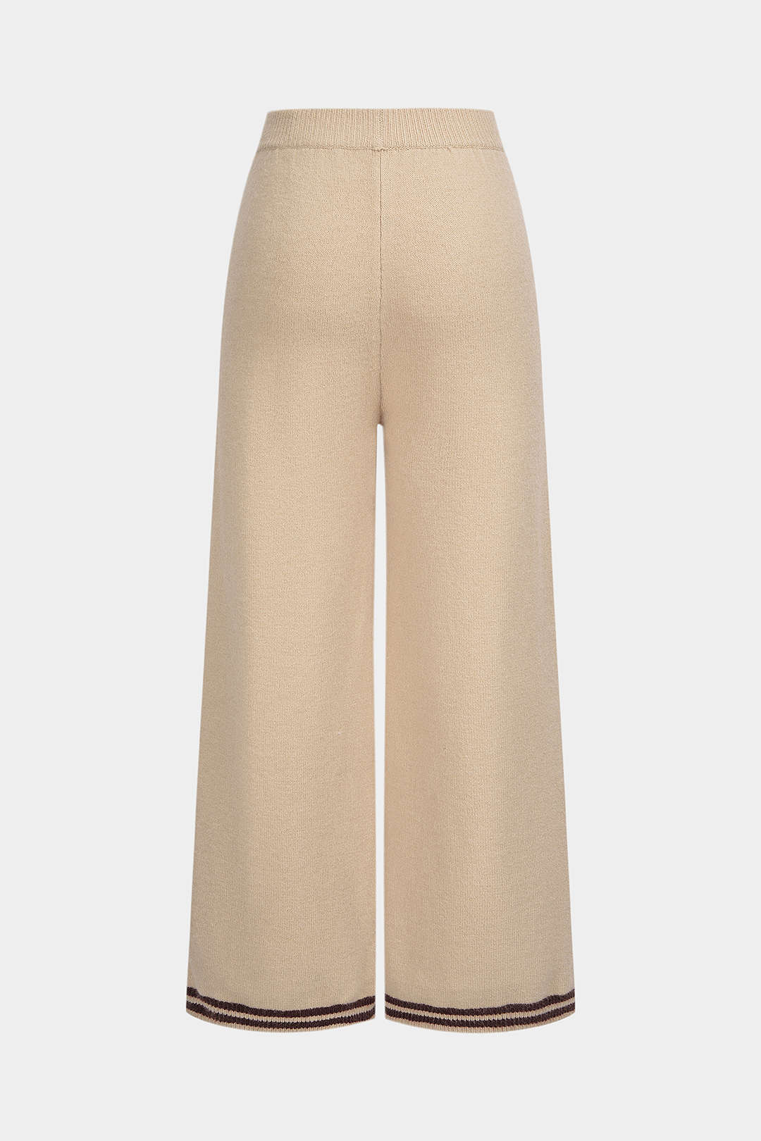 Gebreide gestreepte broek met hoge taille