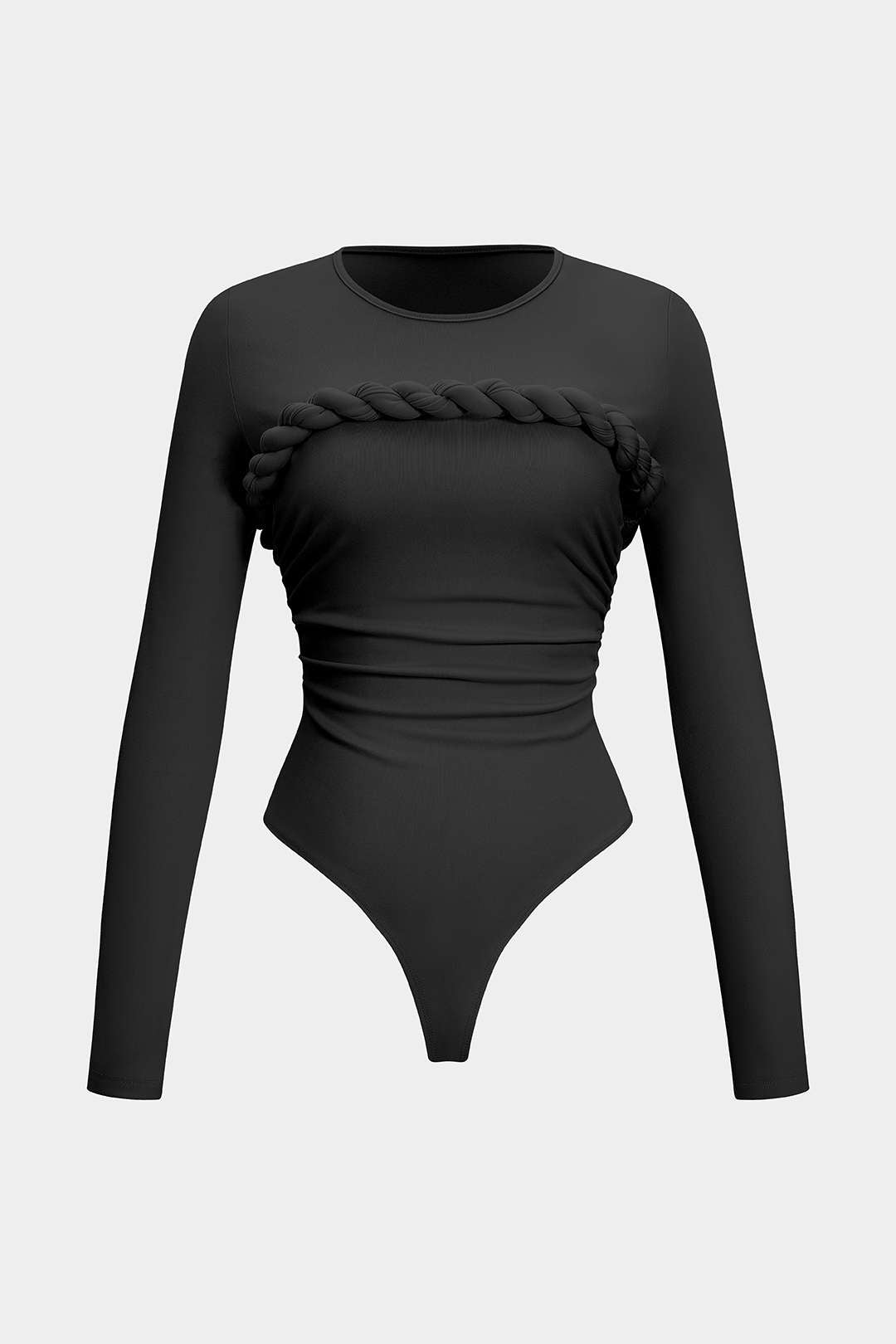 Body met gedraaid detail, knoopdetail en ruches