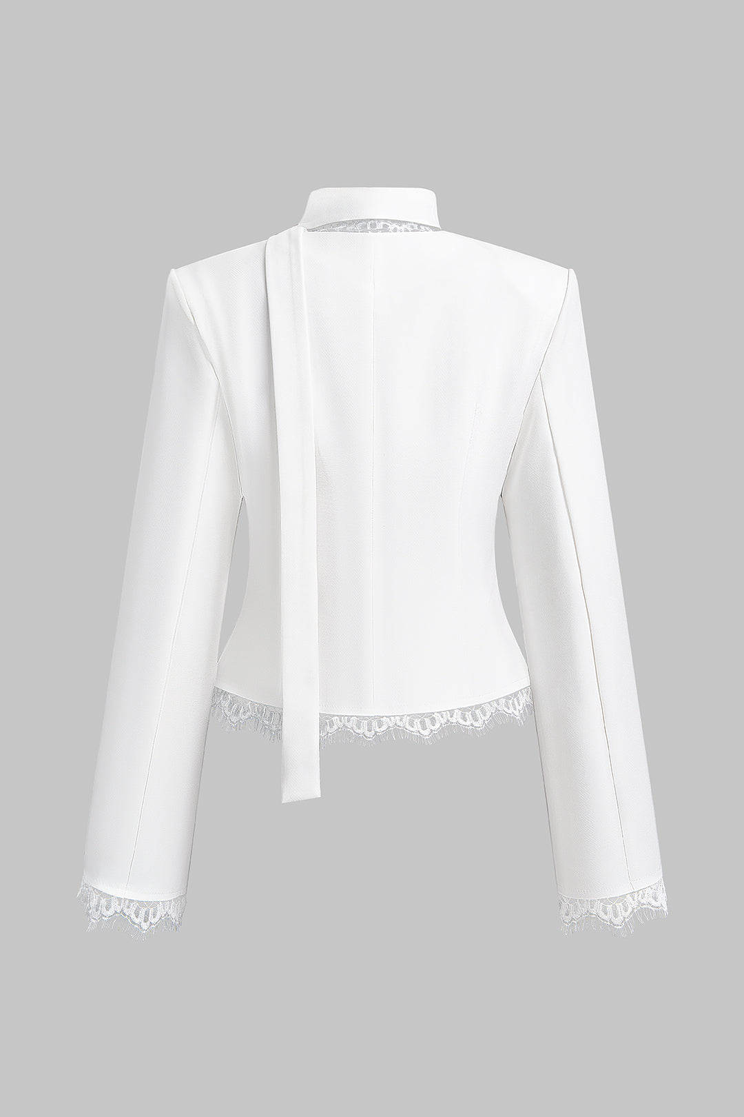 Effen patchwork blazer met kanten rand