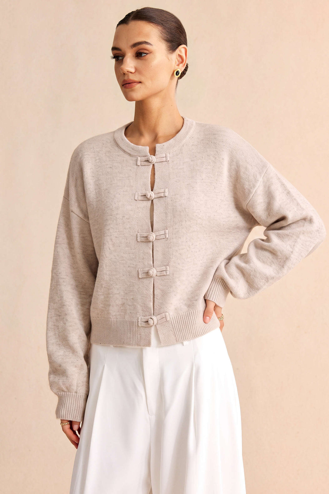 Gebreid vest met ronde hals