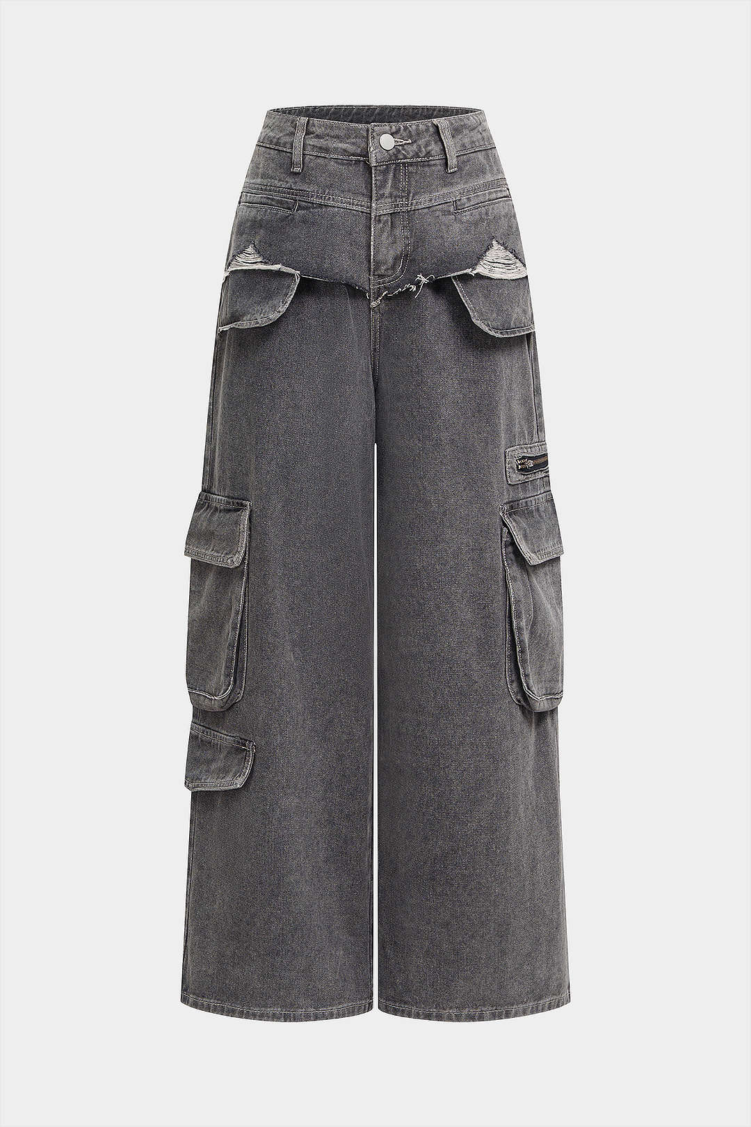 Ripped jeans met zakken en rechte pijp