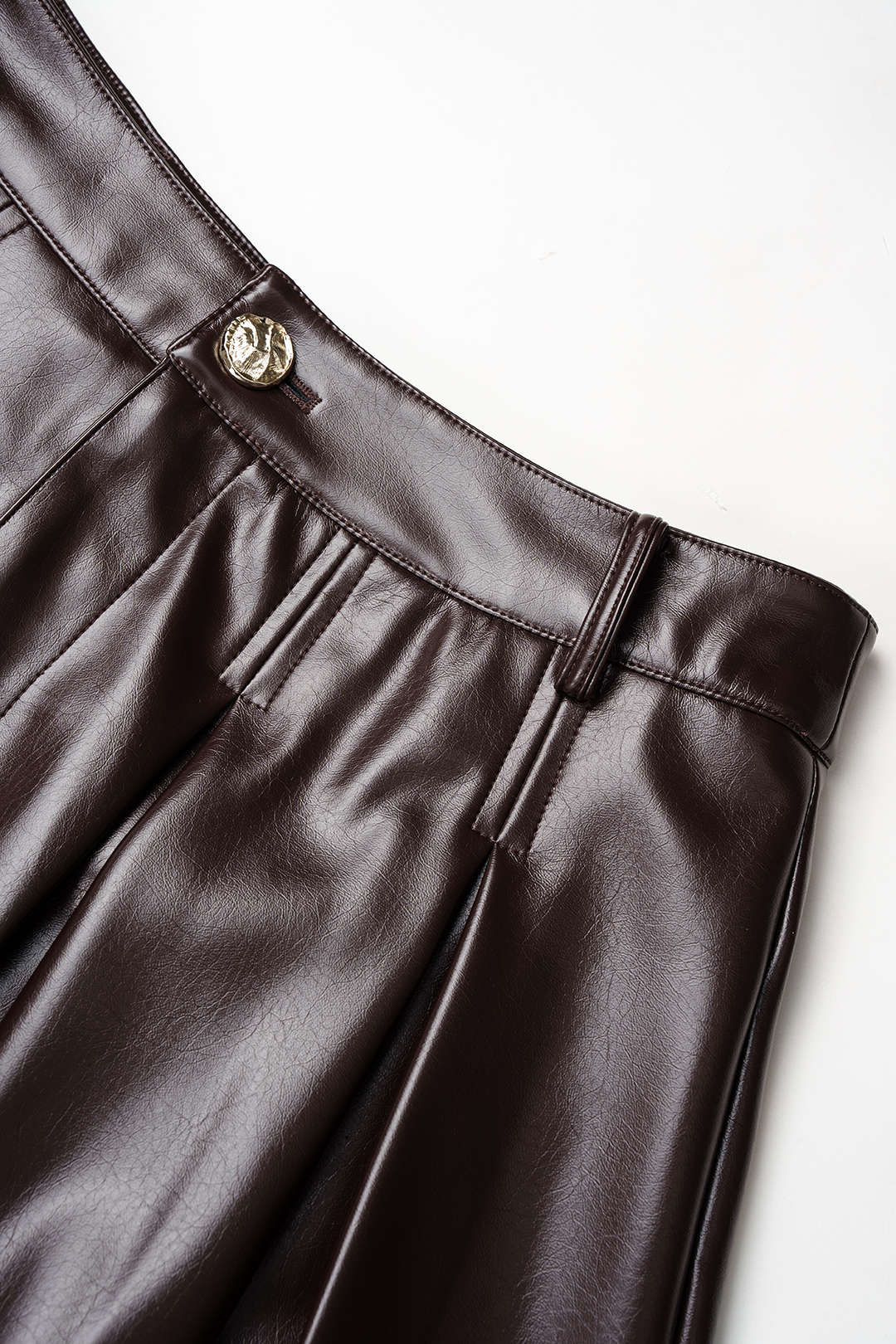 Leren-look geplooide minirok