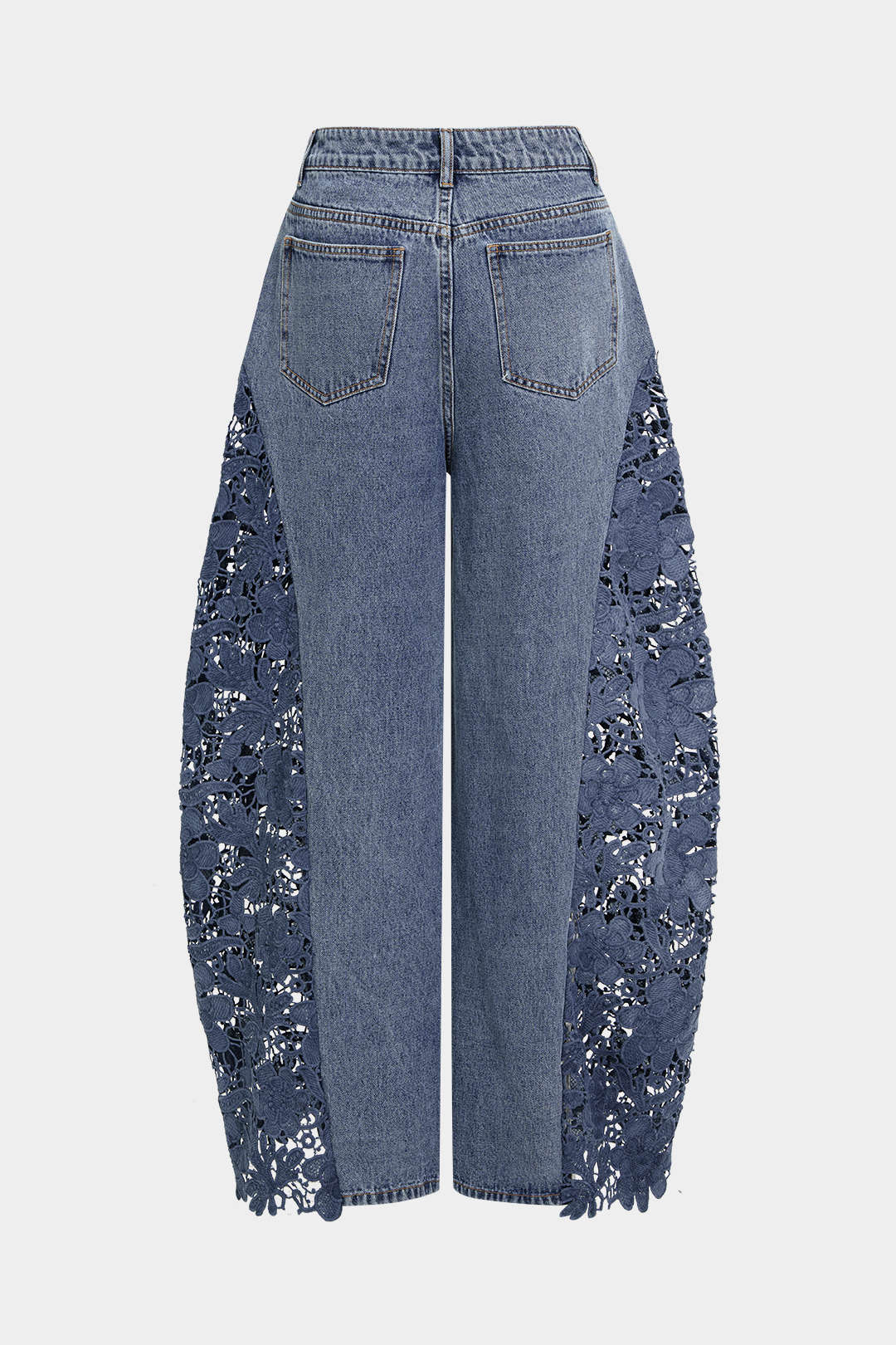 Patchwork jeans met kant en ballonmodel