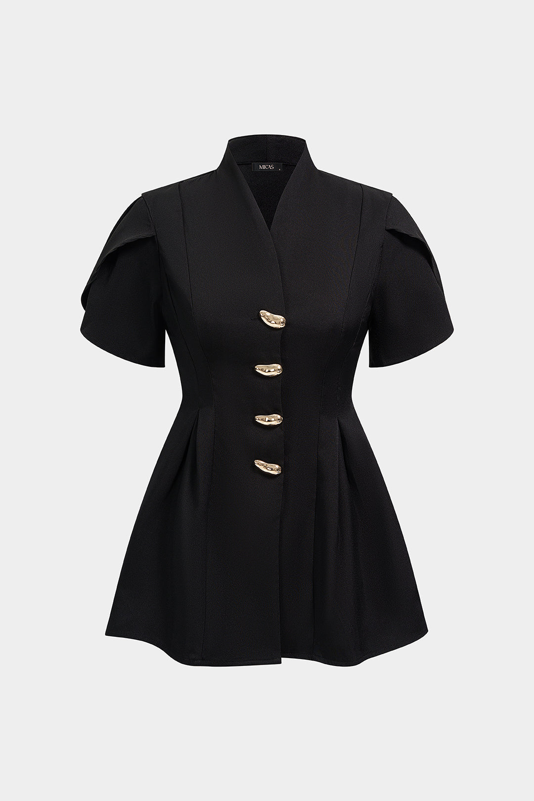 Asymmetrische blouse met knoopjes en korte mouwen