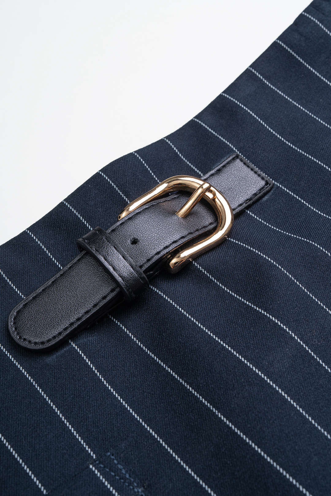 Gestreepte metallic minirok met riem
