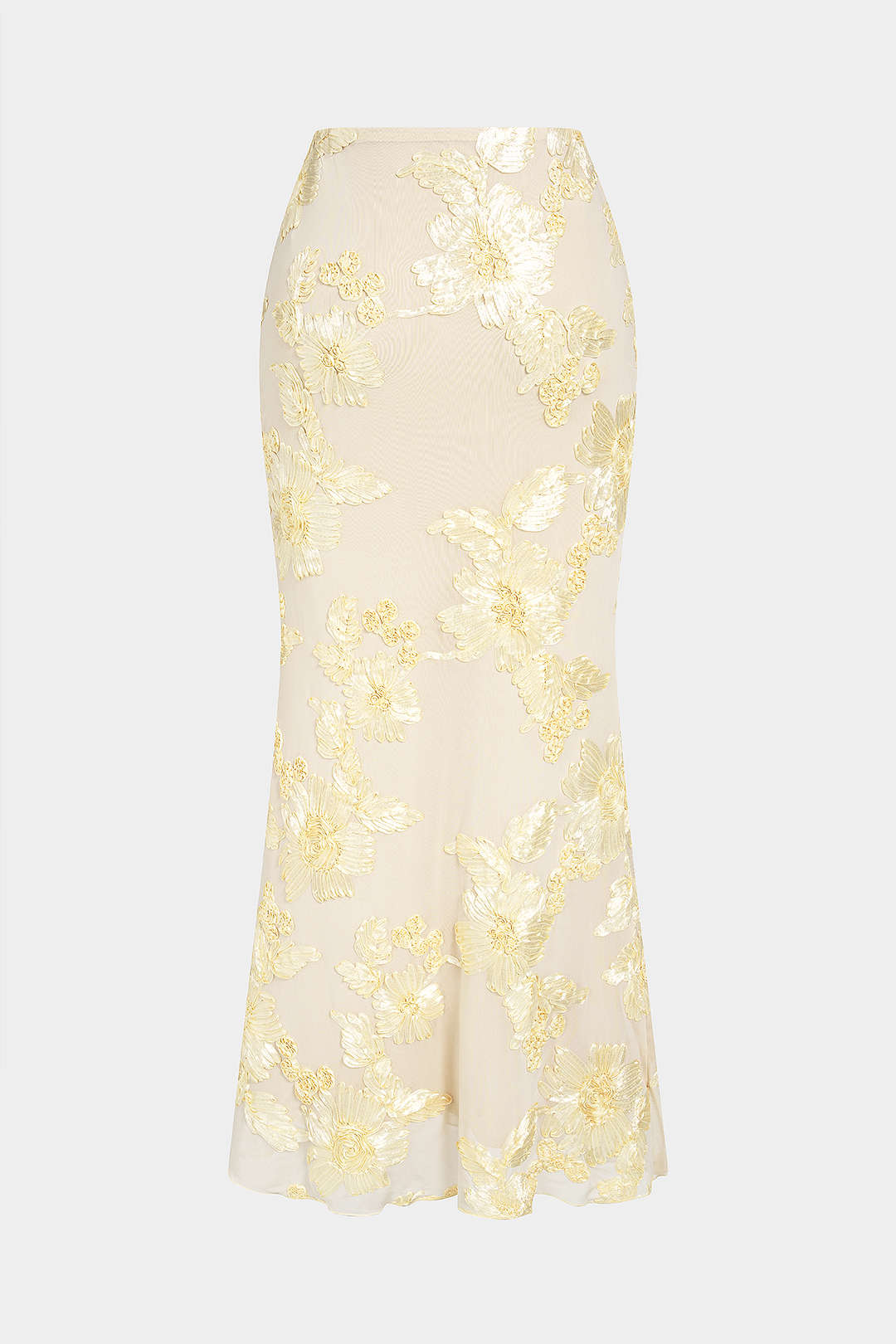Mesh bloemenprint rok met borduursel