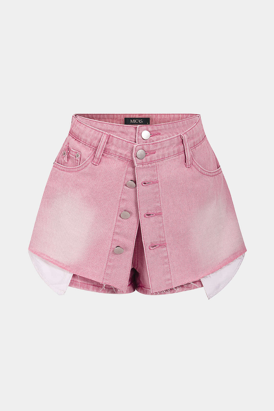 Nova - Denim short met knoopjes en zakken