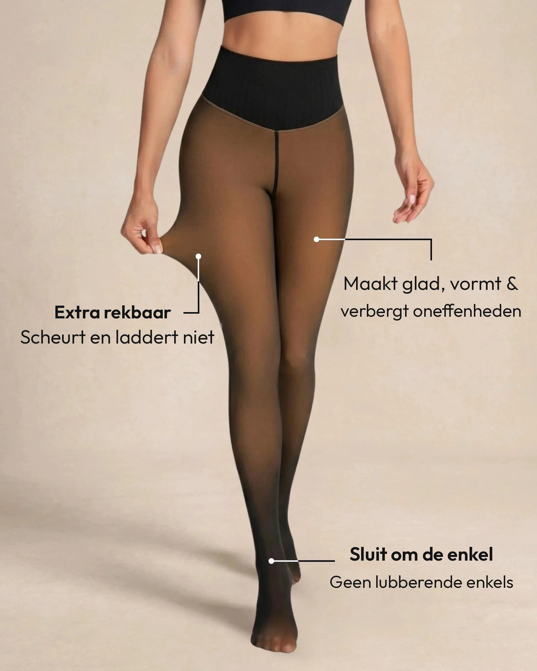 Illusie Panty met Warme Fleecevoering