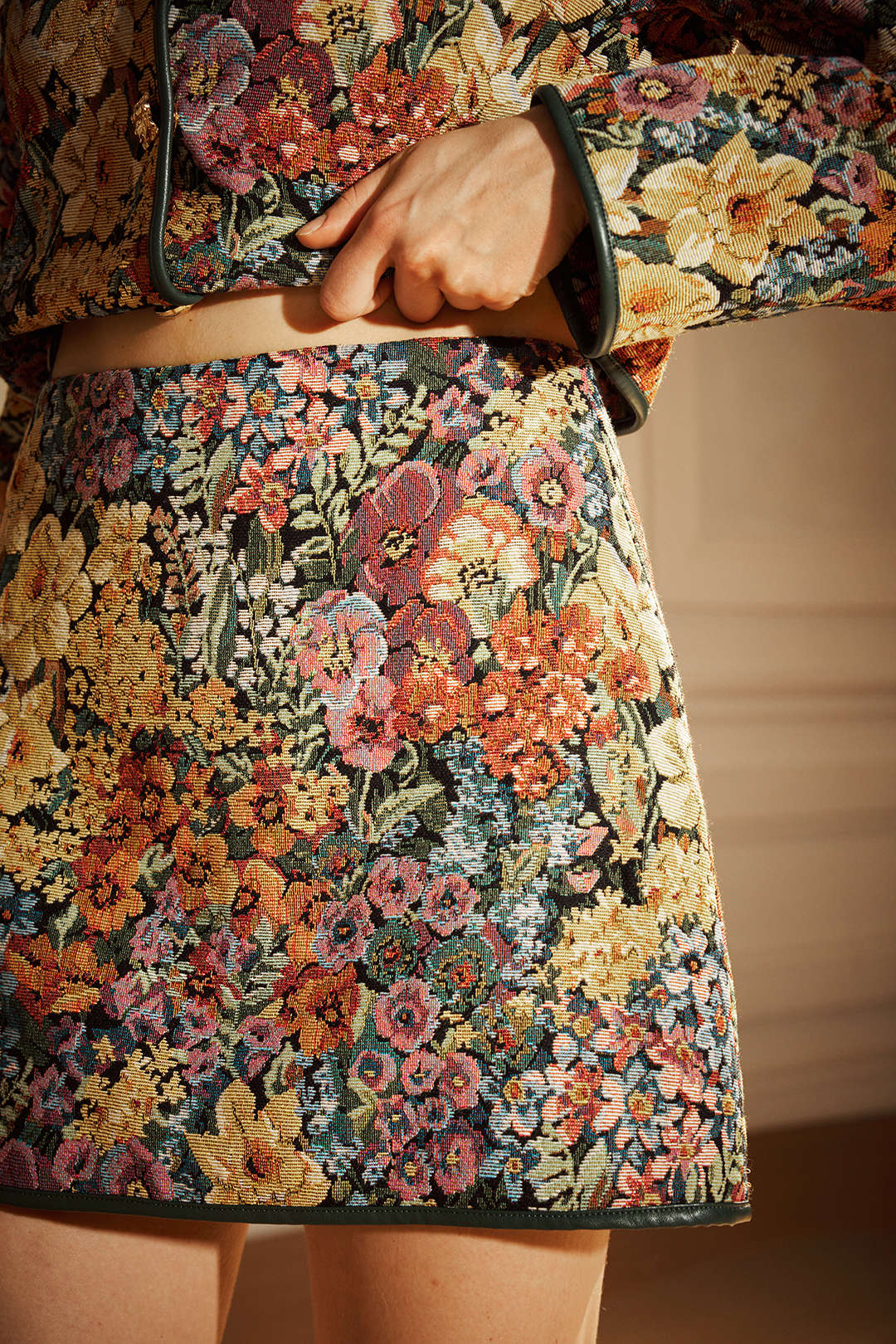 Jacquard minirok met hoge taille