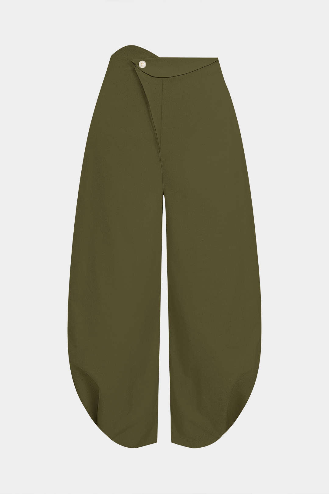 Linnen asymmetrische pantalon met knoopjes en ruches