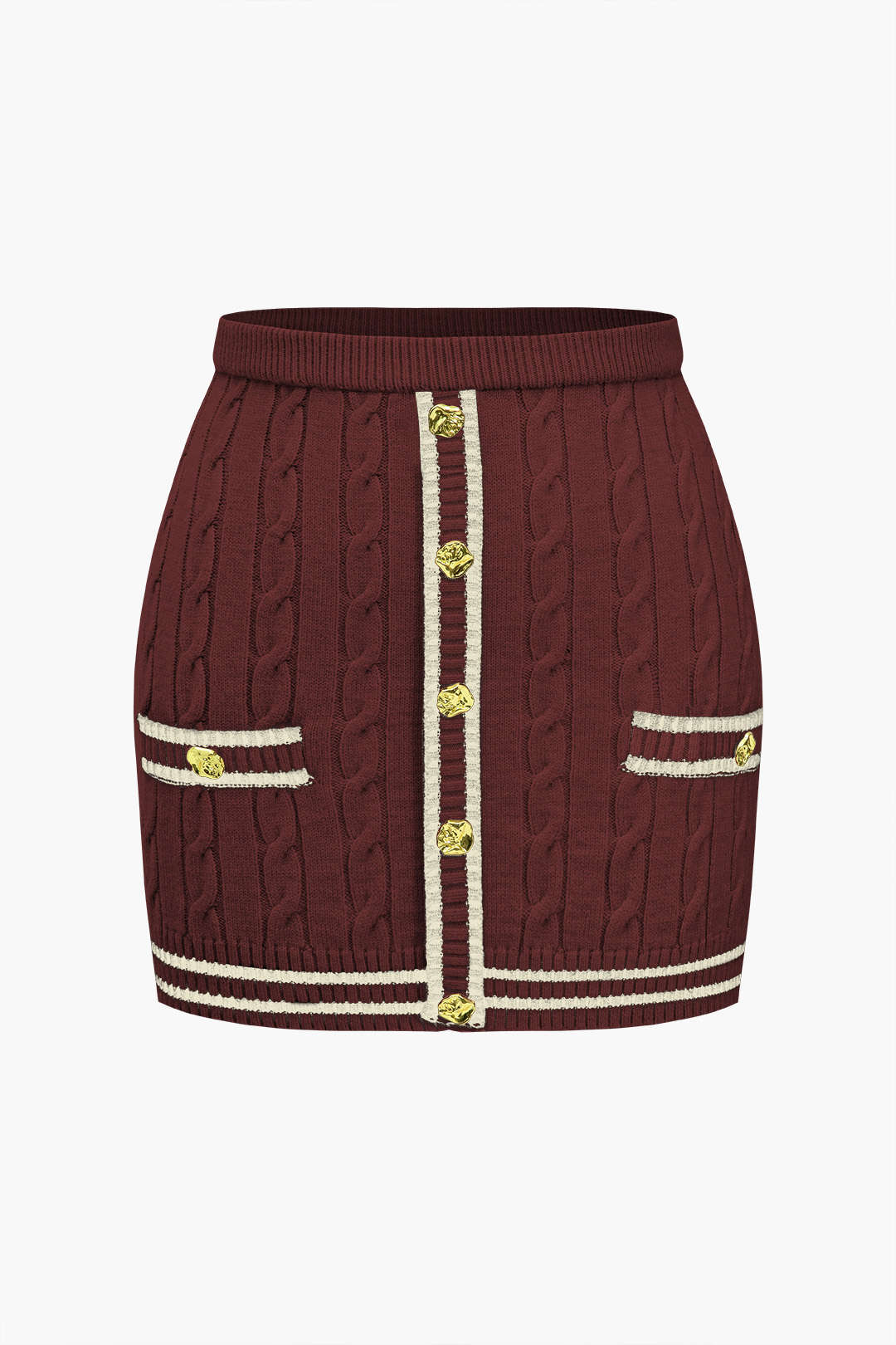 Colorblock gebreide rok met knoopjes