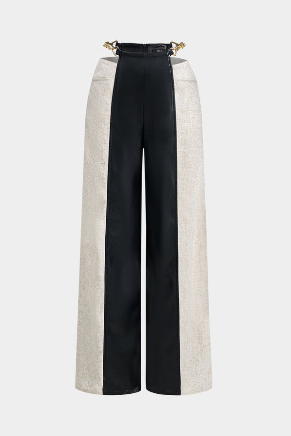 Metallic leren-look broek