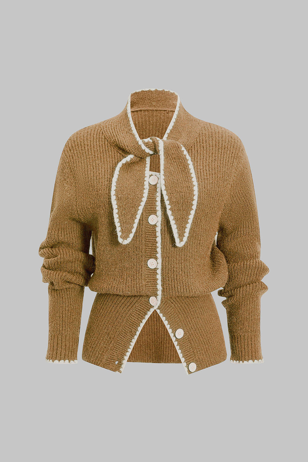 Gebreid vest met knoopjes en strik