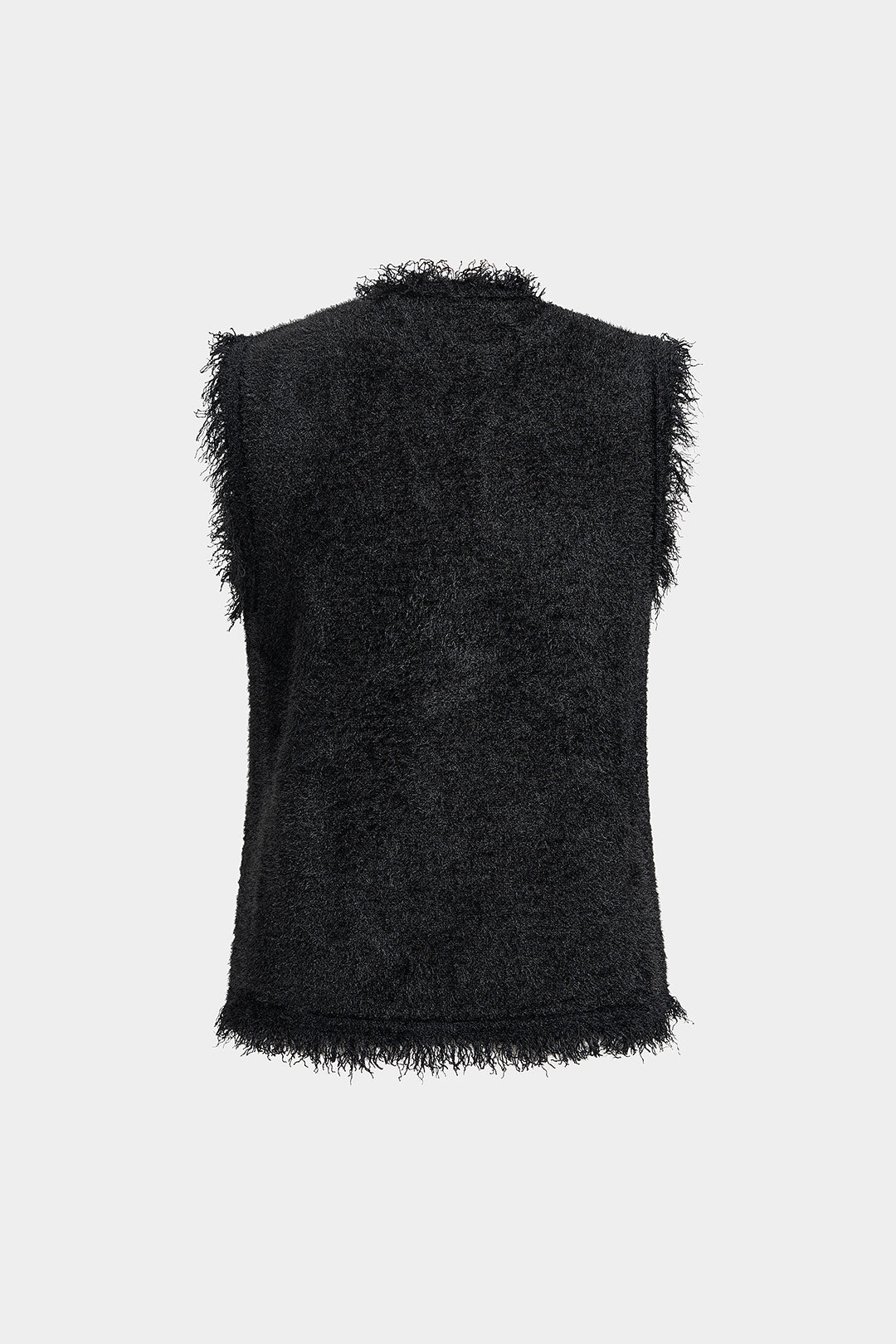 Gebreid gilet met V-hals en rafelrand